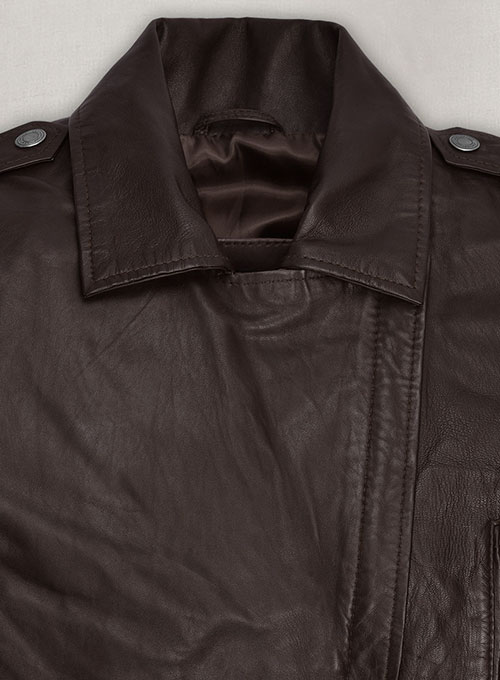 Soft Brown Washed & Wax Kendall Jenner Leather Jacket #3 - Click Image to Close