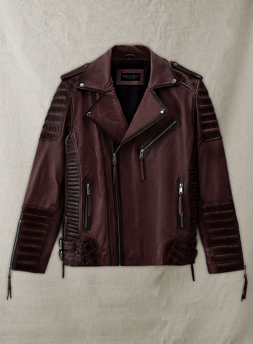 Charles Burnt Wine Leather Jacket - Click Image to Close