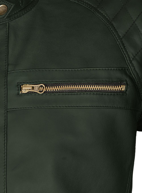 Soft Deep Olive Leather Jacket # 653 - Click Image to Close