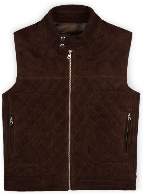 Soft Dark Brown Suede Leather Vest # 324 - Click Image to Close