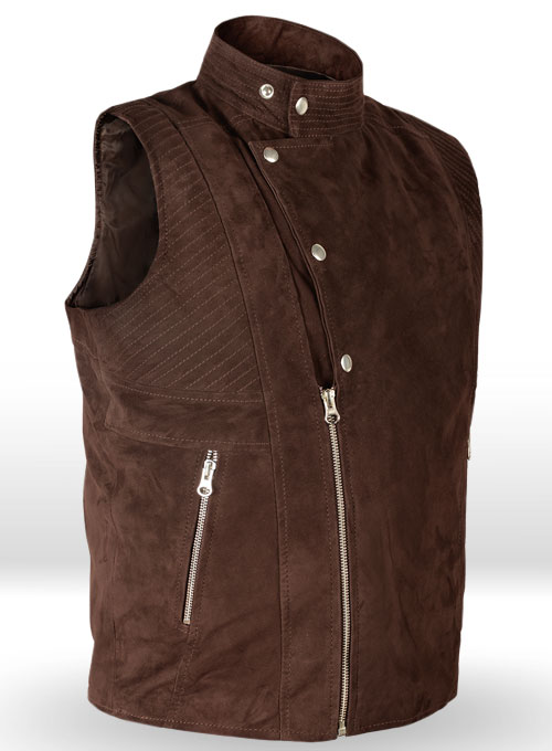 Soft Dark Brown Suede Leather Vest # 354 - Click Image to Close