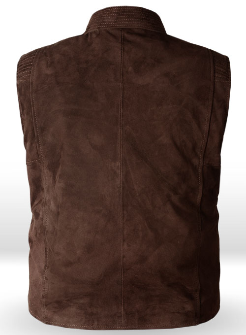 Soft Dark Brown Suede Leather Vest # 354