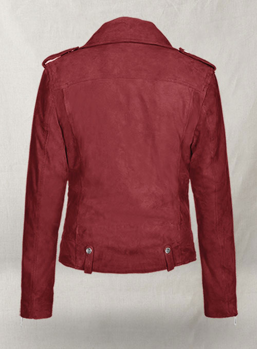 Soft French Red Suede Meghan Markle Leather Jacket - Click Image to Close
