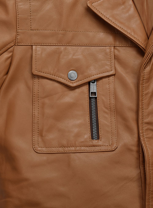 Soft Hunter Tan Leather Jacket # 621 - Click Image to Close