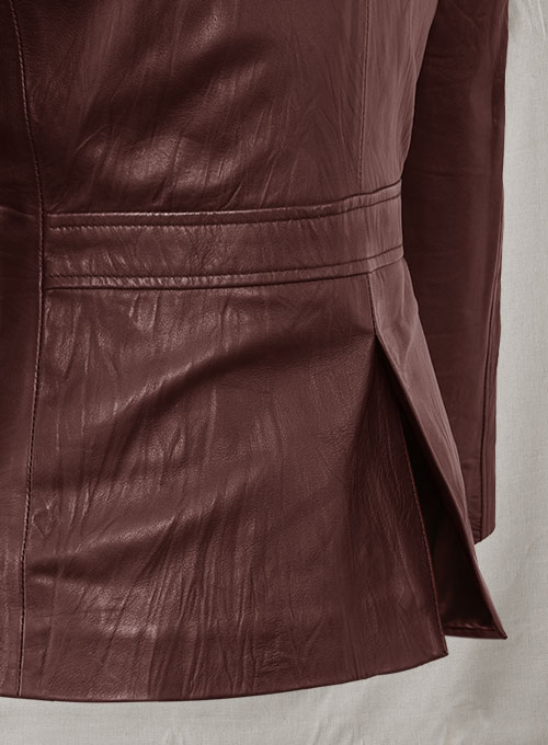 Soft Maroon Jennifer Aniston Friends Season 5 Leather Blazer - Click Image to Close