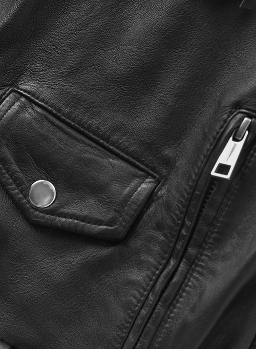 Soft Rich Black Washed & Wax Leather Fringes Jacket #1009