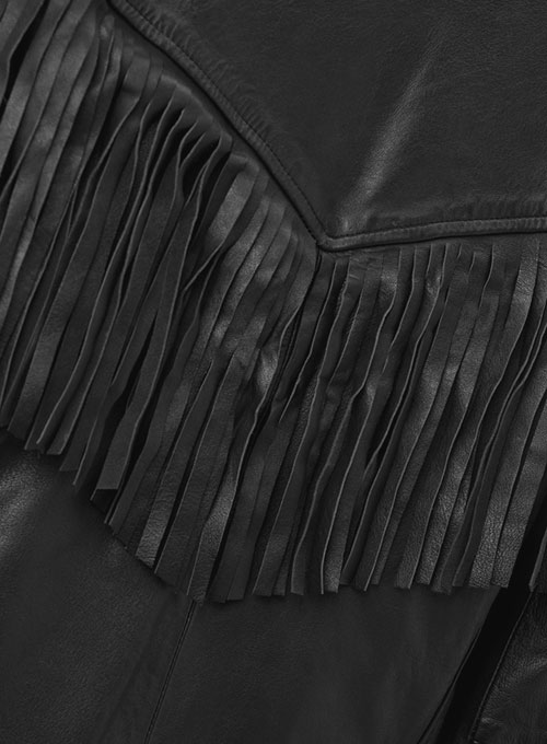 Soft Rich Black Washed & Wax Leather Fringes Jacket #1009 - Click Image to Close