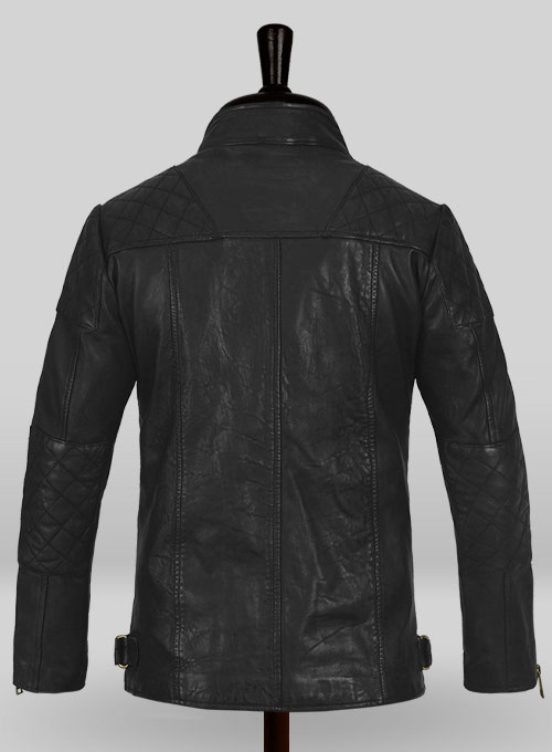 Soft Rich Black Washed & Wax Leather Jacket #613 - Click Image to Close