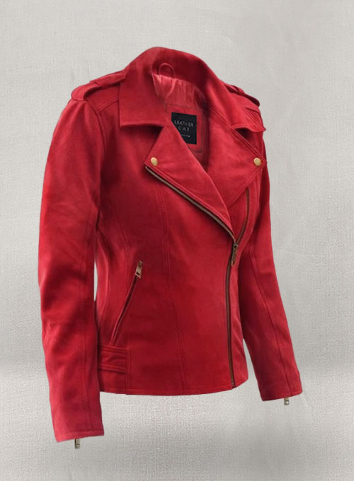 Soft Lava Red Suede Leather Jacket # 267