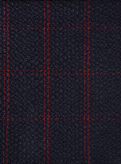 Solbiati Dark Blue Checks Seersucker Jacket - Click Image to Close