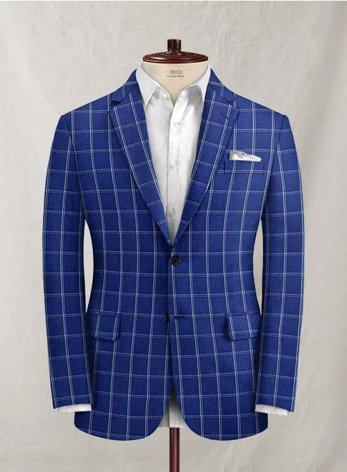 Solbiati Cobalt Blue Checks Seersucker Jacket