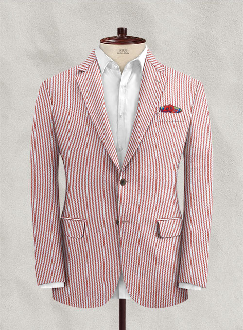 Solbiati Coral Red Seersucker Jacket