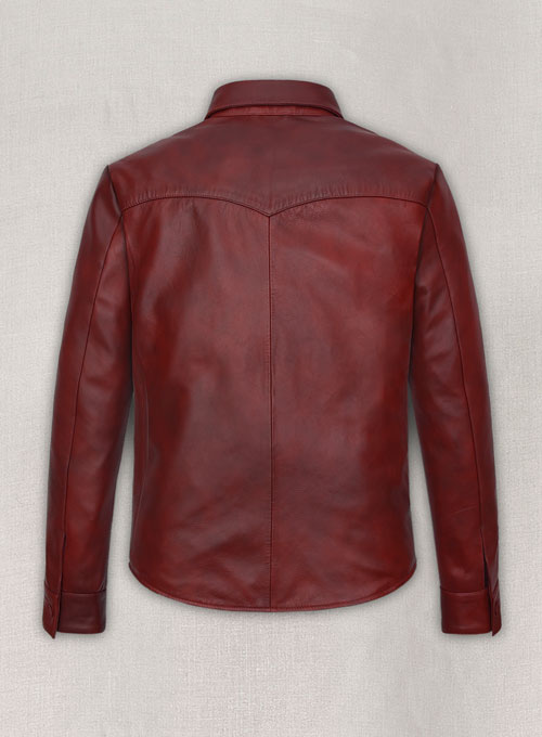 Spanish Red Classic Leather Shirt - Click Image to Close