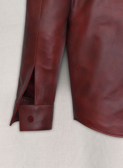 Spanish Red Classic Leather Shirt - Click Image to Close