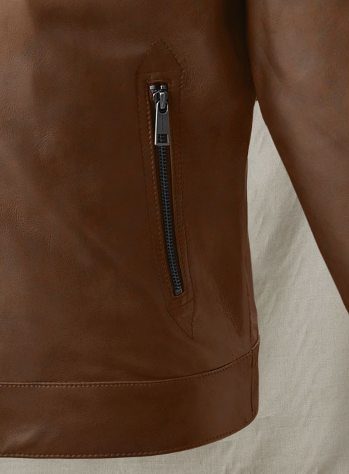 Spanish Brown Michael Fassbender Leather Jacket #2 - Click Image to Close