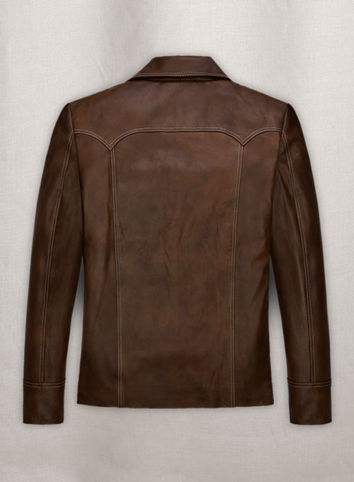 Spanish Brown Brad Pitt Fight Club Leather Jacket - Click Image to Close