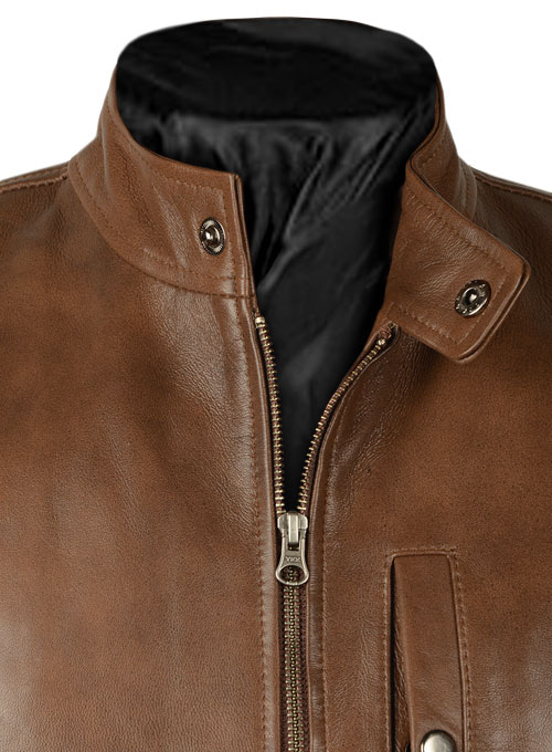 Spanish Brown Leather Vest # 325 - Click Image to Close