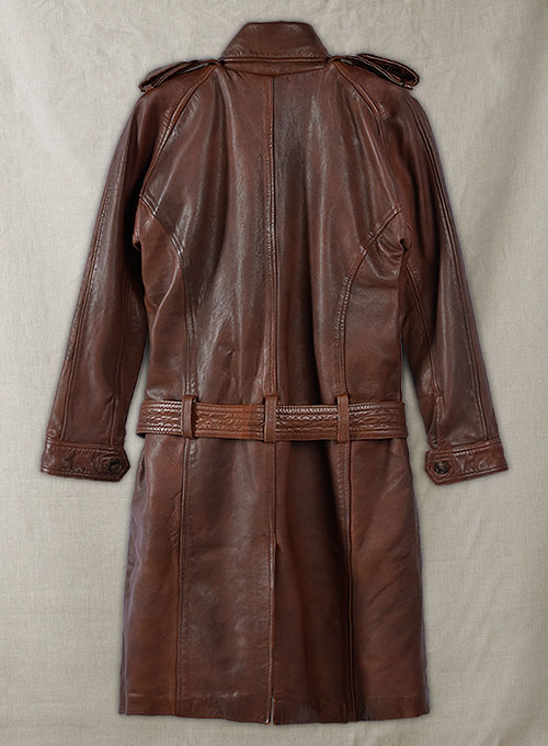 Spanish Brown Leather Long Coat #203
