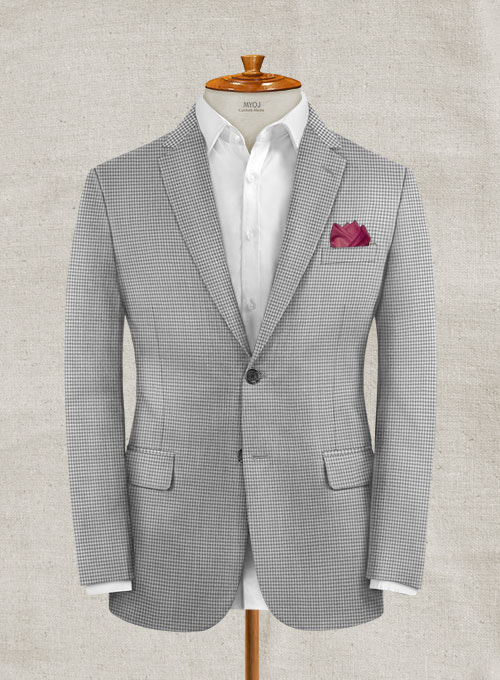 Stretch Checkers Light Gray Wool Jacket