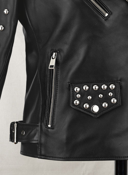 Studded Moto Leather Jacket - Click Image to Close