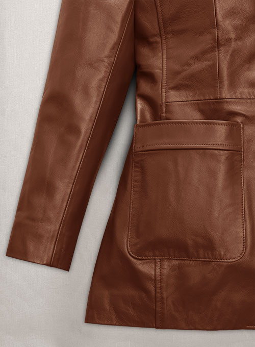 Tan Brown Jennifer Aniston Friends Season 5 Leather Blazer - Click Image to Close