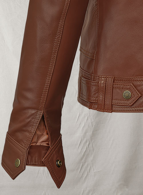 Tan Brown Leather Jacket # 602 - Click Image to Close