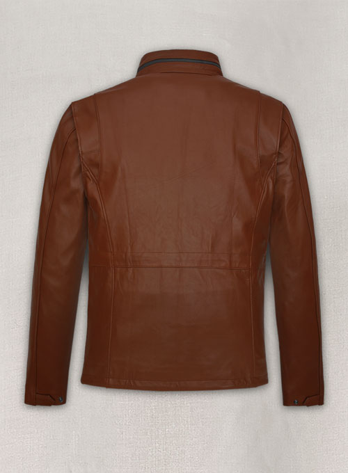 Tan Brown Military M-65 Leather Jacket
