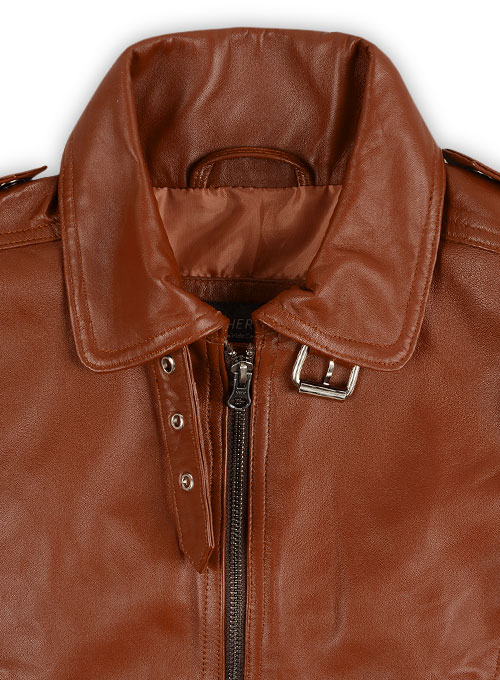 Tan Brown Leather Jacket # 219