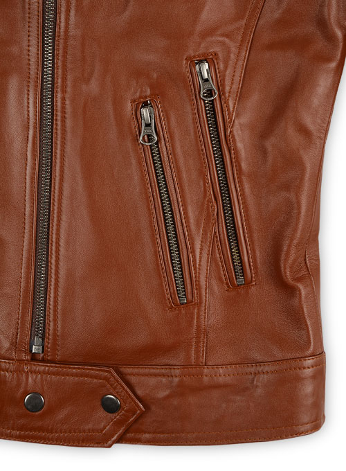 Tan Brown Leather Jacket # 219