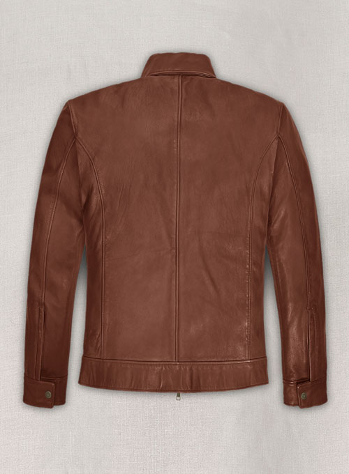 Tan Brown Washed & Wax Taylor Lautner Leather Jacket - Click Image to Close