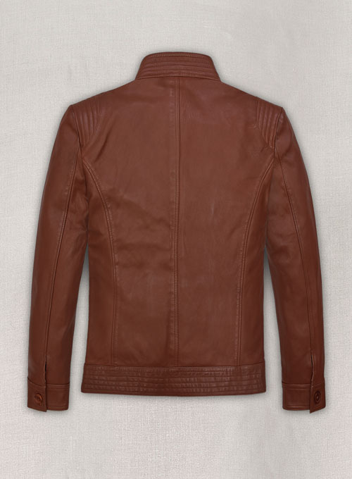 Tan Brown Washed and Wax Leather Jacket # 707 - Click Image to Close