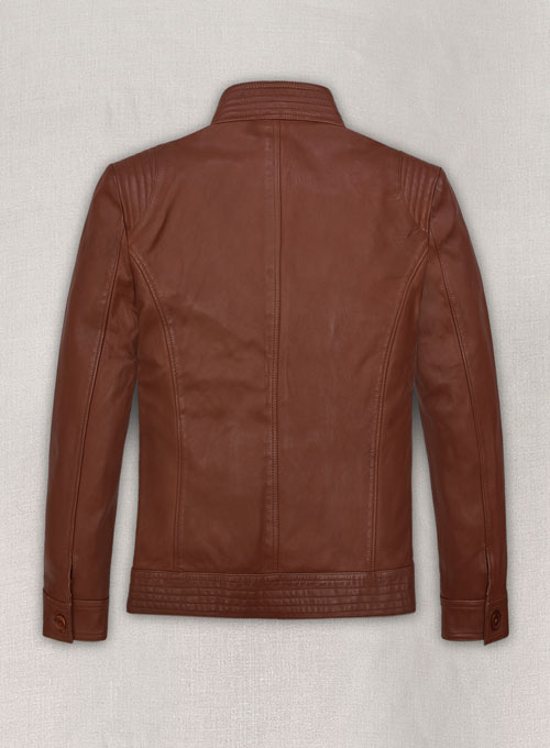 Tan Brown Washed and Wax Leather Jacket # 707