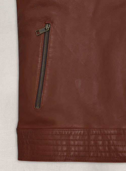 Tan Brown Washed and Wax Leather Jacket # 707