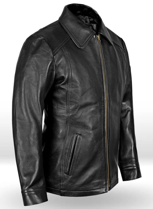 Thick Black Joseph Levitt Inception Leather Jacket