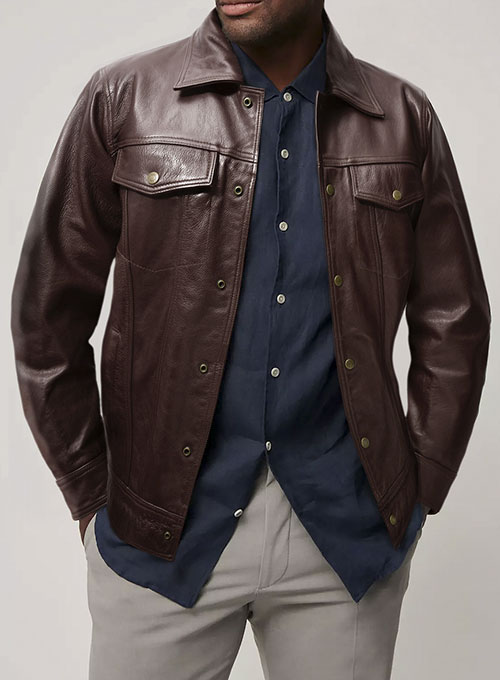 Thick Goat Brown Washed & Wax Tom Holland Leather Jacket - Click Image to Close