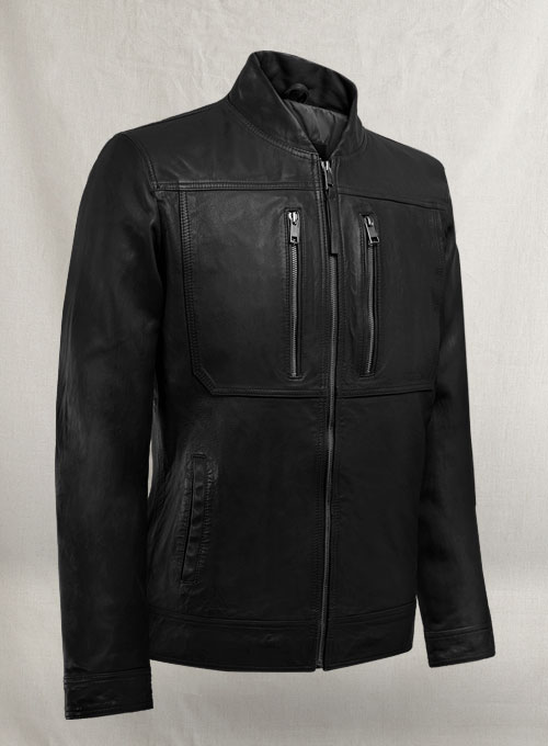 Thunder Storm Black Biker Leather Jacket - Click Image to Close