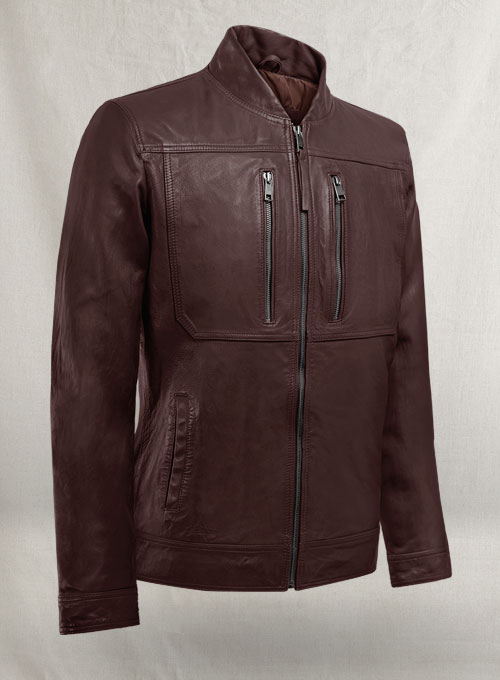 Thunder Storm Burgundy Biker Leather Jacket - Click Image to Close