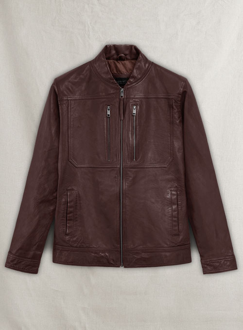 Thunder Storm Burgundy Biker Leather Jacket - Click Image to Close