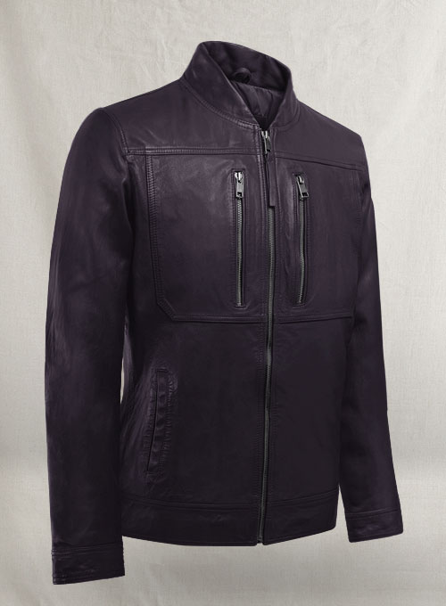 Thunder Storm Purple Biker Leather Jacket - Click Image to Close