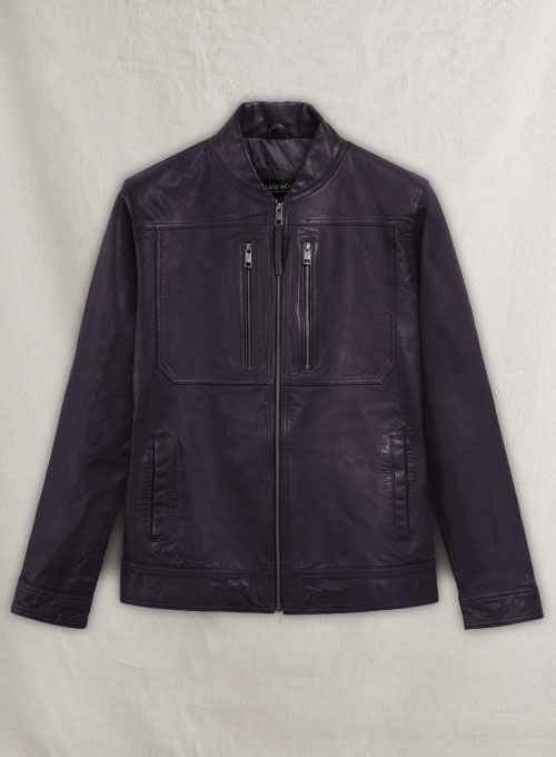 Thunder Storm Purple Biker Leather Jacket - Click Image to Close