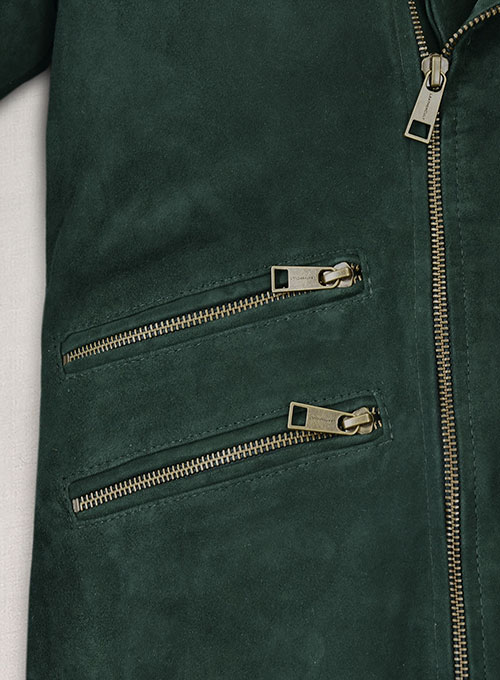 Timber Green Suede Leather Jacket # 647 - Click Image to Close
