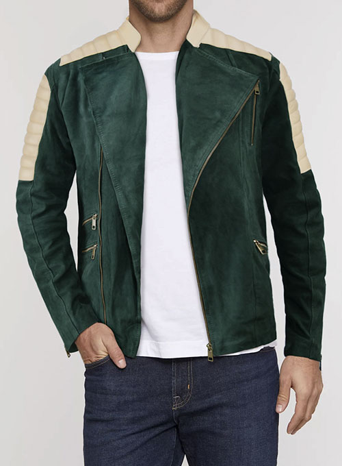 Timber Green Suede Leather Jacket # 647 - Click Image to Close