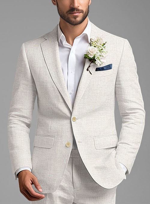 Tropical Beige Pure Linen Jacket - Click Image to Close