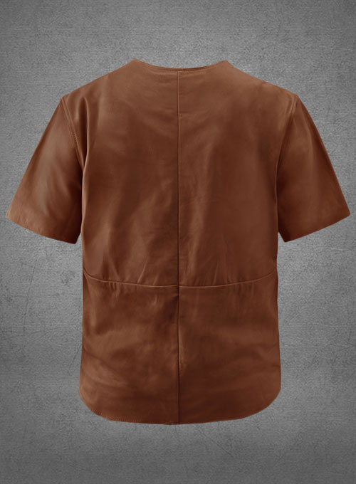 Light Weight Unlined Tan Leather T-Shirt