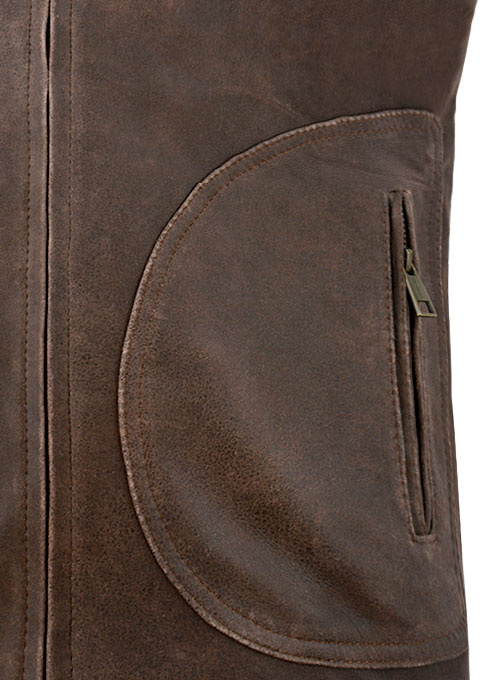 Vintage Brown Grain Rampage Dwayne Johnson Leather Jacket - Click Image to Close