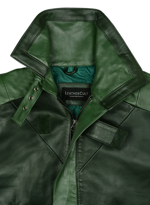 Vintage Green Aiden Pearce Watch Dog Leather Trench Coat - Click Image to Close