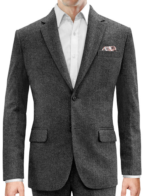 Vintage Dark Gray Weave Tweed Jacket - Click Image to Close