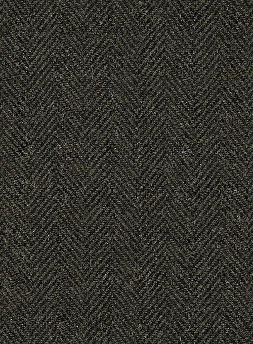 Vintage Flat Green Herringbone Tweed Jacket