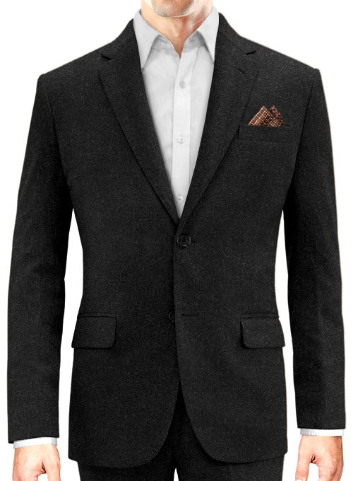 Vintage Plain Black Tweed Jacket - Click Image to Close