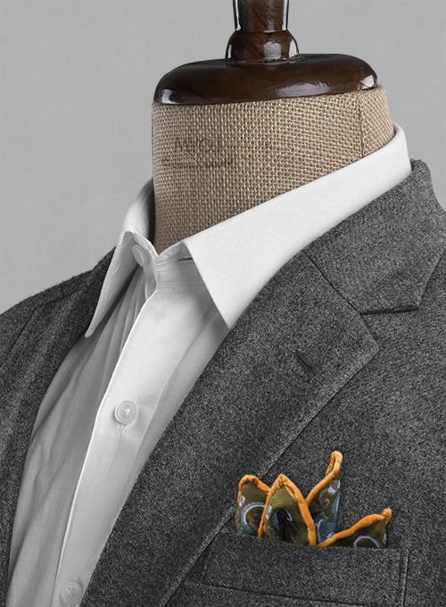 Vintage Plain Dark Gray Tweed Jacket - Click Image to Close